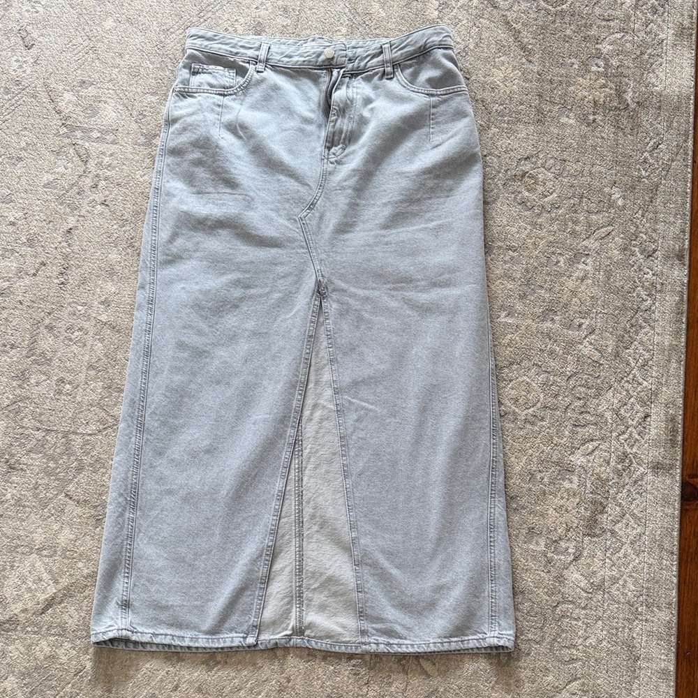 Gray Denim Maxi Skirt